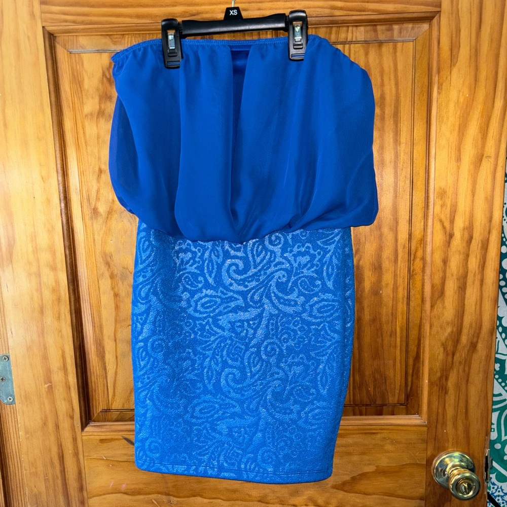 Blue Paisley Mesh Mini Slip Dress